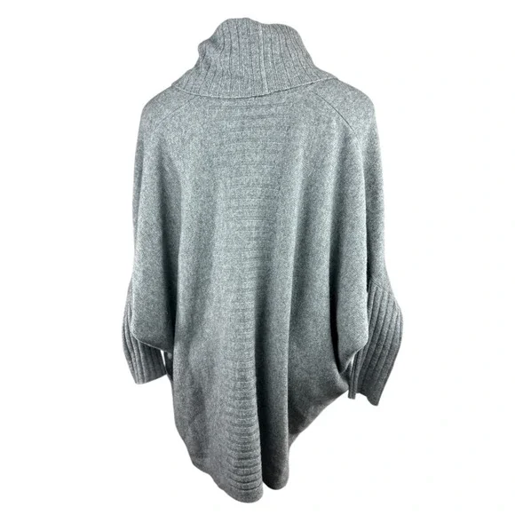 Nordstrom Collection 100% Cashmere Gray Cowl Neck Poncho Sweater Oversized XS/S - Picture 8 of 14